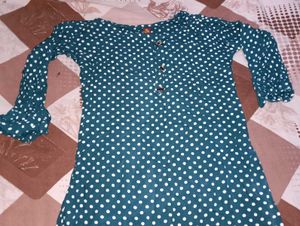 Teal Polka Dot Kurta