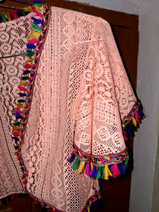 Peach Crochet Shrug | Boho Style | Tassel Design