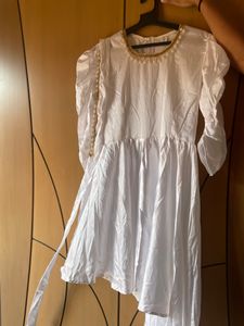 White Satin Pearl Dress