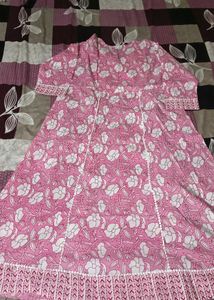 new Pink Floral Print Kurta set with dupatta