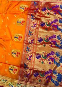 Luxurious Golden Peacock Saree