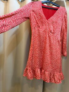 Red Floral Print Mini Dress