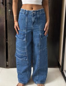 Baggy Blue Denim Cargo Jeans