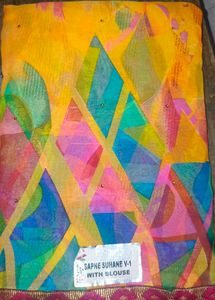 Colorful Geometric Print Saree
