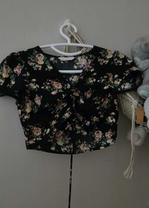 Floral Print Ruched Crop Top