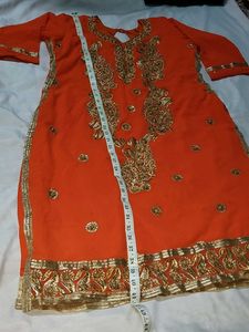 Orange Kurta with Gold Embellishments