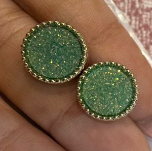 Pair of Sparkling Green Stud Earrings