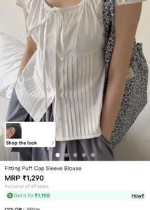 (worn once)Elegant White Pleated Blouse