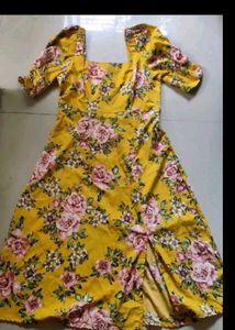 Yellow Floral Print Dress