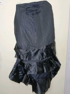Chic Black Strapless Ruffle Dress