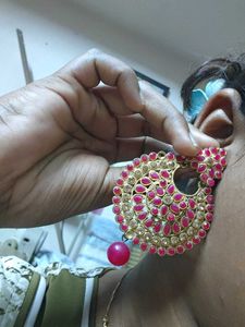 Pink Traditional  Earrings with classic chai