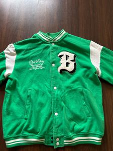 H&amp;M Unisex Green Varsity Bomber Jacket