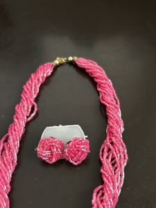 Nepali Brand New Pink Set Necklace With Earrings