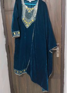 New Unused Premium Crush Velvet Straight Suit