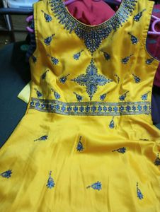 Elegant Yellow Embellished Dress.Adi Affer.