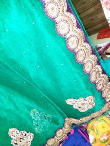 Elegant Green Saree with Gold Embroidery