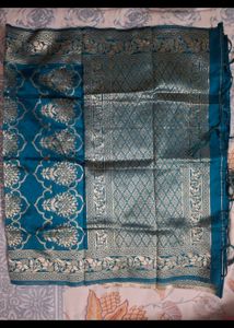 Elegant Teal Brocade Silk Dupatta