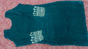 Teal Velvet Mirror Work Suit