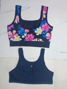 Cute Floral &amp; Navy Sports Bras (Set of 2)
