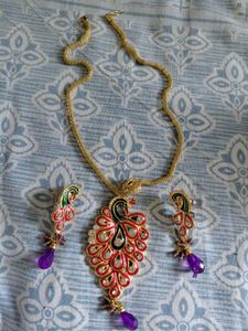 Peacock Necklace &amp; Earring Set
