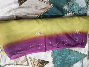 Elegant Lime Green &amp; Purple Saree
