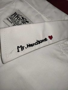 White Hand Embroidered "I Love You" Shirt