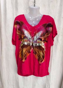 V-Neck Butterfly Print Top