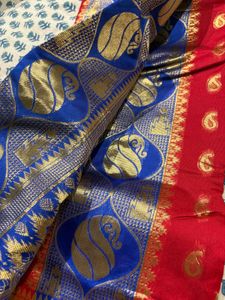 Elegant Red &amp; Blue Saree