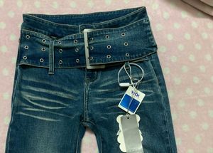 Vintage Flare Jeans with Embellished Belt
