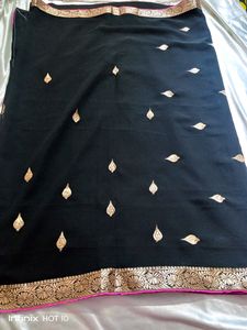 New Black Saree With Blouse