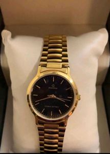 Maxima Gold Watch with Black Dial (Unisex)