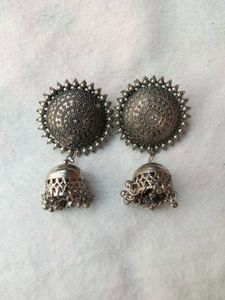 Silver Bead Hoop Earrings