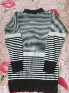 Striped Knit Sweater with Buttons
