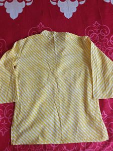 Striped Yellow Cotton Kurta