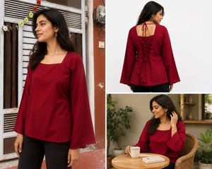 Maroon Kurta Top with Lace-Up Back