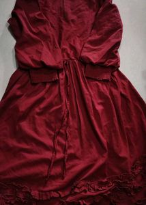 Elegant Ruffled Maroon Dress