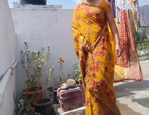 Vibrant Yellow Floral Saree with blouse
