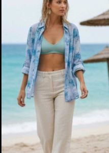 Floral Sheer Button-Down Shirt