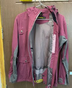 Maroon Hooded Ski Jacket with lots of pockets