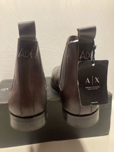 Armani Exchange Brown Leather Chelsea Boots
