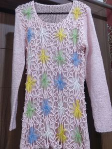 Stylish Pink Woolen Top For Winters