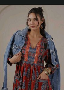 Bohemian Red Printed Midi Dress