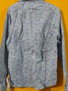 Men's Blue Printed Long Sleeve Shirt