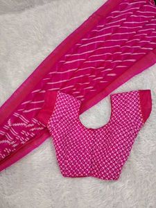 Vibrant Pink Saree with Matching Blouse