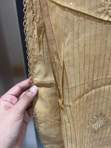 Elegant Golden Dupatta with Embellishments