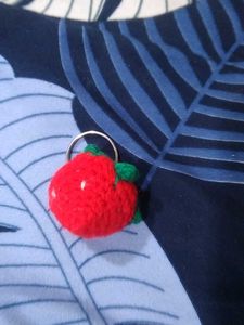 Crocheted Strawberry Keychain