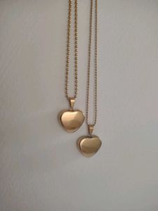 Gold Heart Pendant Necklaces (Set of 2)