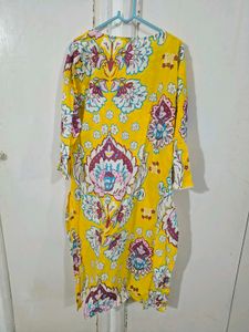 W Vibrant Yellow Floral Kurta