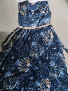Blue Printed A-Line Dress