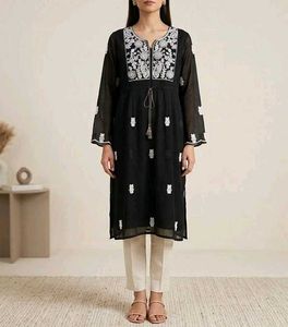 Elegant Black Embroidered Kurta Set
